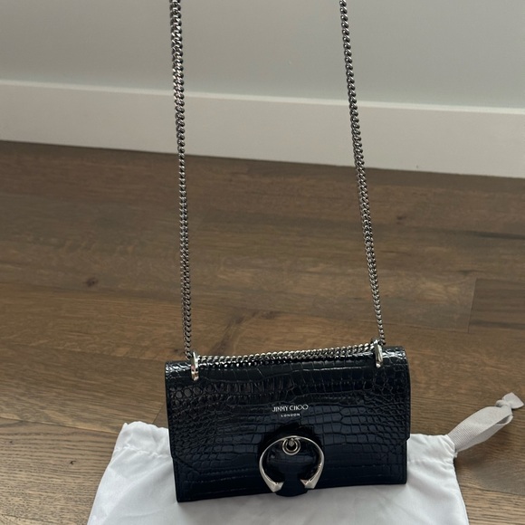 PARIS CROC-EMBOSSED LEATHER MINI BAG IN BLACK - Picture 8 of 13